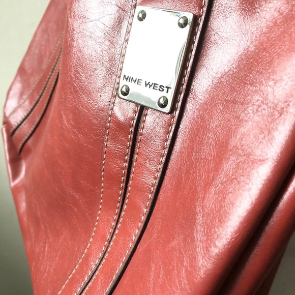 Nine West Brick Red Zip Up Shoulder Bag - Picture 6 of 10